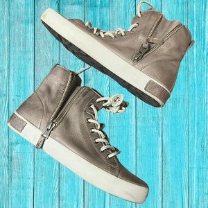 BLACKSTONE Silver Leather High Top Sneakers